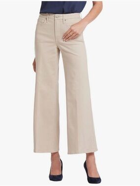 NYDJ Wide-Leg High-Rise Jeans in Beige